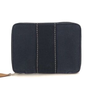 AUTH Hermès Wallet • Authentic Fourre Tout Purse PM in Navy Blue Canvas Denim